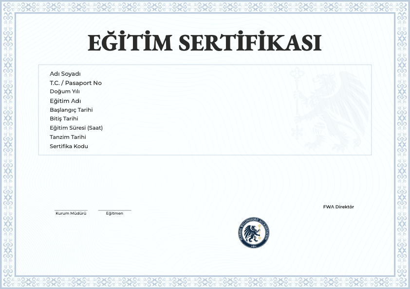 Türkçe Kurs Bitirme Belgesi